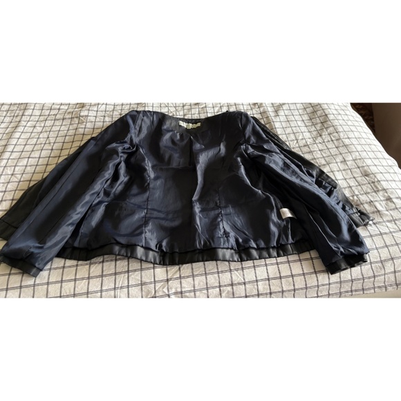 Cleo Petites Navy Faux Leather Quilted Moto Jacket NWT (S/P) - Picture 9 of 14